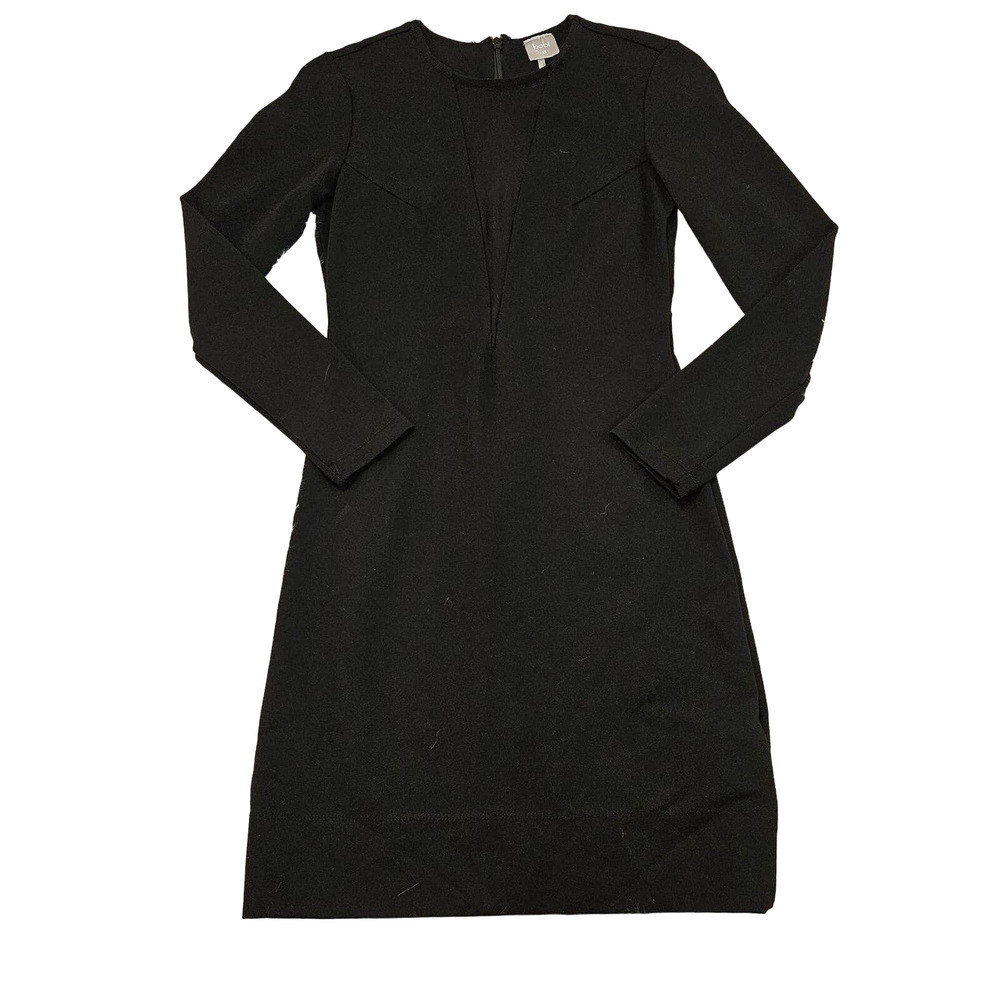 Bobi‎ Women's Black Long Sleeve Mesh Accent Crew Neck Mini Dress. Size XS
